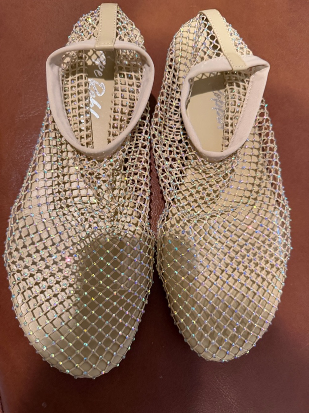 NWOT! Cape Robbin Beige Mesh Crystal Slip-On Women’s Flats